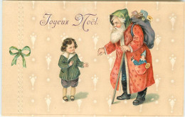 N°15488 - Carte Gaufrée - Joyeux Noël - Père Noël Avec Un Enfant - Andere & Zonder Classificatie