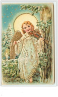 N°3696 - Carte Gaufrée - A Merry Christmas - Ange Jouant Du Violon - Andere & Zonder Classificatie