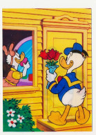 CPSM / CPM 10.5 X 15 Walt Disney Donald Attend Que Daisy Soit Prête  Fleurs Tulipes Fanées  Carte "animée Ou Double Vue* - Sonstige & Ohne Zuordnung
