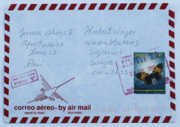 Lettre Par Avion Du Pérou Vers La Suisse – Papillon "Pterourus Zagreus" - Pérou