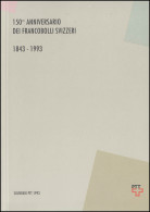 Schweiz PTT-Souvenir 7c 150 Jahre Briefmarken 1993, Text Italienisch - Maximum Cards