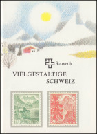 Schweiz PTT-Souvenir 4a Vielgestaltete Schweiz, Text Deutsch, Marken ** - Maximum Cards
