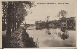 X123563 SEINE ET MARNE NEMOURS LE LOING ET LA PASSERELLE DE HALAGE BATELLERIE PENICHE PENICHES - Nemours