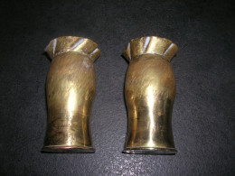 Souvenir De Poilu Guerre 14-18 Wwi Paire De Douille Obus 37mm Gravé LIEZ Et TERGNIER 1917 Croix De Lorraine - 1914-18