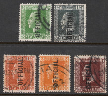 NEW ZEALAND 1915 KING GEORGE V SURFACE OFFICIALS SET VFU. - Oblitérés