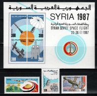 Syria 1987 Space, Joint Space Flight With The Soviet Union Set Of 3 + S/s MNH - Azië