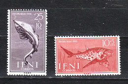 Ifni   -  1958. Razza Chitarra E Squalo Tigre. Fish Rhinobatos And Tiger Shark. MNH - Fishes