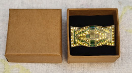 Broche Vintage Type Bex Pour Kakou Paris En Pâte De Verre & Strass Art Déco - Rare - Brooches