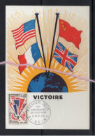 ( Alm)  FRANCE  CARTE MAXIMUM VICTOIRE FLAG DRAPEAUX CHINE CHINA FRANCE USA GRANDE BRETAGNE 1965 - Autres & Non Classés
