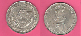 India 50 Rupie 1974 Indie 50 Rupees 1974 Indee B Mint Bombay Silver Coin - Inde