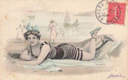 Une Baigneuse , Mode * CPA Illustrateur BRAUN W. Braun 1907 * Baigneuses Maillot Bain Modes * Art Nouveau Jugendstil - Mode