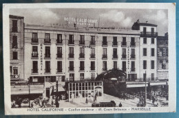 MARSEILLE - HÔTEL CALIFORNIE - 2 CPA.  Façade Extérieure - Salle Du Restaurant. Non Circulées - Canebière, Stadtzentrum
