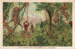 Chromo Les Grandes Chasses Singes - Andere & Zonder Classificatie
