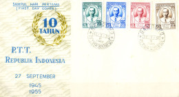 10. Anniversario Della Posta 1955. FDC. - Indonésie