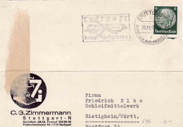 Third Reich 1940, Luftpost Stempel Stuttgart Sent To Firma Schleifmittelwerk Bietigheim - Württ., Propaganda - Airmail & Zeppelin
