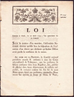 France " Loi N° 21930 " Paris, 20 Août 1792 " Suspension D'exécution D'un Décret " - Décrets & Lois