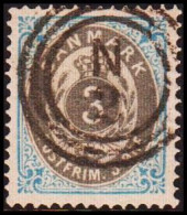 1890. DANMARK 3 øre With Numeral Cancel N 2. Beautiful Cancel. - JF414222 - Oblitérés