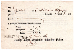 Bayern 1860, Postschein M. L1 Neustadt A/Aisch U. überschriebenem Jahresvordruck - Brieven En Documenten