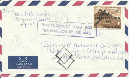 Jamaica 1969, Insufficiently Paid For...Air Mail Auf Brief M. 1 Sh. N. GB - Jamaique (1962-...)