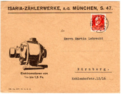 Bayern 1916, 10 Pf. Auf Illustriertem Isaria Zählerwerke Umschlag V. München - Brieven En Documenten