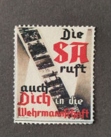 Deutsches Reich Wehrmacht SA Wehrmanschaft Vignette - No Gum Private Print  (25/Vig6) - Militaria