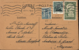 Monaco CP YT N°76 + 122 + 126 CAD Monté Carlo Monaco 19 XII 1944 - Covers & Documents