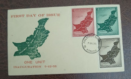 1955 Pakistan Fdc One Unit Inauguration Maps Bangladesh Era Fdc - Pakistan