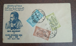 1958 Pakistan Fdc Birth Centenary Of Allama Iqbal Poet - Pakistan