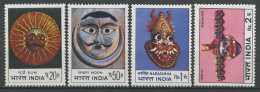 INDE 1974 N° 388/391 ** Neufs MNH Superbes C 6 € Masques Le Soleil, La Lune, Narasimma, Ravana - Neufs