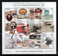 Tonga 1989 Space, Congress Of The Universal Postal Union (UPU), Washington S/s MNH - Oceanië