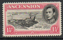 Ascension GVI 1938-53 Definitives, 1½d Black & Rose-carmine, P.14, Hinged Mint, SG 40d - Ascension (Ile De L')