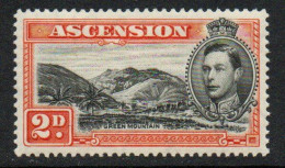 Ascension GVI 1938-53 Definitives, 2d Black & Red-orange, P.13½, Hinged Mint, SG 41 - Ascension (Ile De L')
