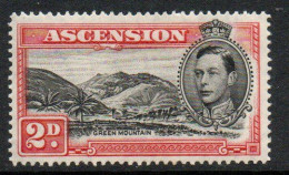Ascension GVI 1938-53 Definitives, 2d Black & Scarlet, P.14, Hinged Mint, SG 41c - Ascension (Ile De L')