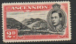 Ascension GVI 1938-53 Definitives, 2d Black & Scarlet, P.14, Used, SG 41c - Ascension (Ile De L')