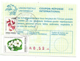 Argentine - Coupon-réponse Type Lausanne A 0,52 Avec Timbres 0,085 & 0,005 - IRC CRI IAS - Entiers Postaux