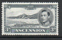 Ascension GVI 1938-53 Definitives, 3d Black & Grey, P.13½, MNH, SG 42a - Ascension (Ile De L')