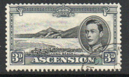 Ascension GVI 1938-53 Definitives, 3d Black & Grey, P.13½, Used, SG 42a - Ascension (Ile De L')