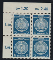 DDR Dienstmarken 1954 Michel Nr. D 20 XII (4) Ecke, Michel 140,-€++, Gepr. BPP, 2 Scans - Ungebraucht