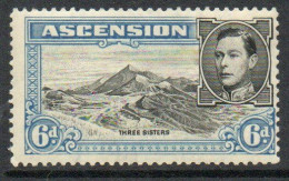 Ascension GVI 1938-53 Definitives, 6d Black & Blue, P.13½, Hinged Mint, Slight Toning, SG 43 - Ascension (Ile De L')