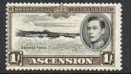 Ascension GVI 1938-53 Definitives, 1/- Black & Sepia, P.13½, Hinged Mint, SG 44 - Ascension (Ile De L')