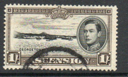 Ascension GVI 1938-53 Definitives, 1/- Black & Sepia, P.13½, Used, SG 44 - Ascension (Ile De L')