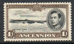 Ascension GVI 1938-53 Definitives, 1/- Black & Sepia, P.13, Hinged Mint, SG 44a - Ascension (Ile De L')