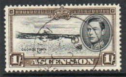 Ascension GVI 1938-53 Definitives, 1/- Black & Sepia, P.13, Used, SG 44a - Ascension (Ile De L')