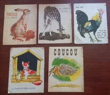 5 Images Des Albums Du Père Castor - Frou Le Lièvre, Le Coucou, Le Chien, La Girafe, Le Coq - Otros & Sin Clasificación
