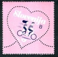 2143 Slowenien Slovenia 2020 Mi.No. 1402 ** MNH Greetings Love Unusual Shape Heart Boy Girl On Bicycle Bike - Slovénie