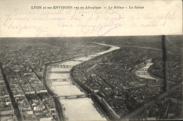 CPA Lyon Et Ses Environs Vus En Aeroplane Le Rhone La Saone Au Dos Expo Internationale 1914 - Lyon 1