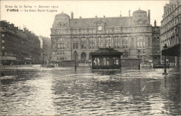 Paris CPA Crue De La Seine Gare Saint Lazare Janvier 1910 - Paris (09)