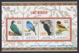 Inde India 2016 MNH MS Bird, Birds, Nicobar Pigeon, Nilgiri Flycatcher, Andaman Woodpecker, Fauna, Miniature Sheet - Neufs