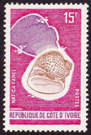 Timbre-poste Dentelé Neuf Sans Gomme - Coquillages Natica Fanel - N° 337 (Yvert Et Tellier) - Côte D'Ivoire 1972 - Côte D'Ivoire (1960-...)