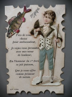 Carte à Systèmes 1er Avril  Jeune Garçon En Habits  Poisson Fin XIXe Début XXe - Andere & Zonder Classificatie